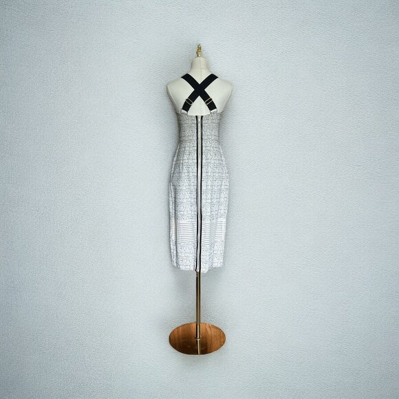 Rachel Roy Womens Midi Dress 2 Geometric Print Strappy Cross Back Detail Formal - Picture 2 of 6